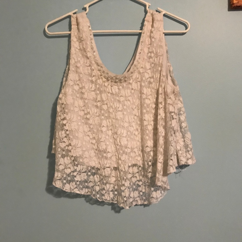 White lace crop top